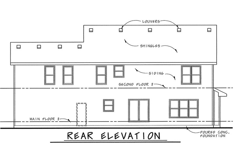 Architectural House Design - Exterior - Rear Elevation for Traditional House Plan #20-1797 - 4 bed, 4 bath