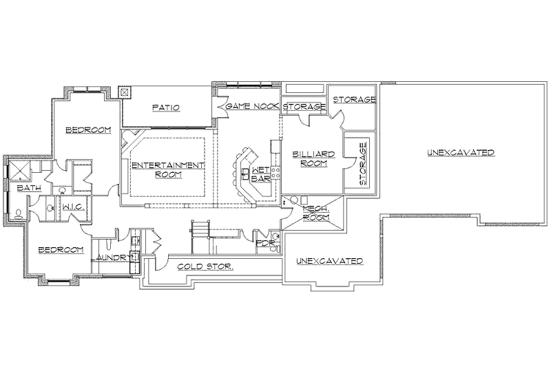 Home Plan - Floor Plan - Lower Floor for Bungalow House Plan #5-464 - 4 bed, 4 bath