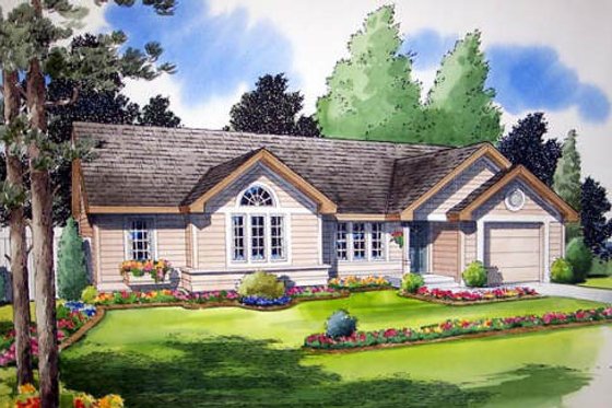 Exterior - Front Elevation for Country House Plan #312-541 - 3 bed, 2 bath