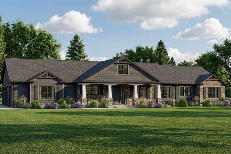 House Blueprint - Exterior - Front Elevation 2 for Craftsman House Plan #1064-72 - 3 bed, 2.5 bath