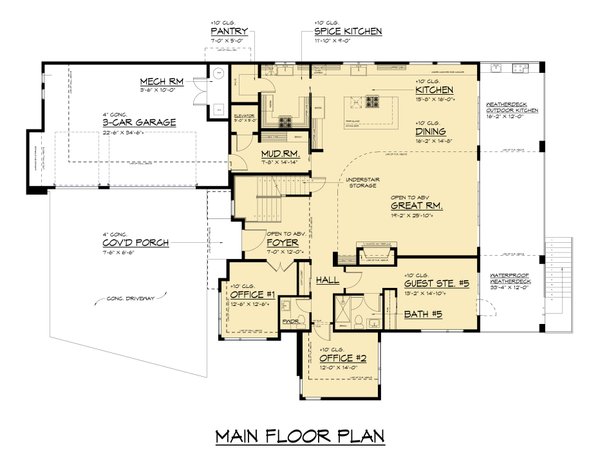 Modern Floor Plan - Main Floor Plan #1066-310