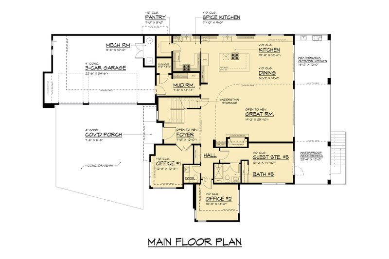 Dream House Plan - Floor Plan - Main Floor for Modern House Plan #1066-310 - 5 bed, 4.5 bath