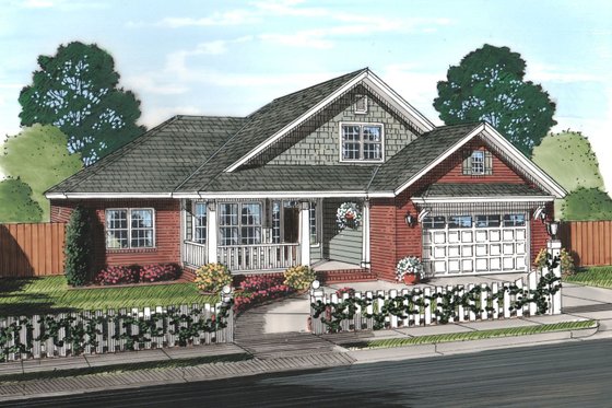 Exterior - Front Elevation 3 for Traditional House Plan #513-2064 - 3 bed, 2 bath