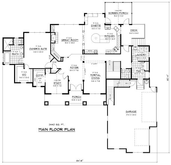 Craftsman Floor Plan - Main Floor Plan #51-328