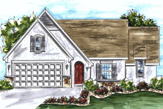 Exterior - Front Elevation 3 for European House Plan #20-1607 - 2 bed, 2 bath