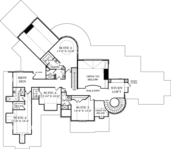 House Design - European Floor Plan - Upper Floor Plan #453-23