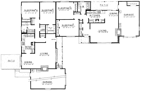 Floor Plan - Main Floor for Ranch House Plan #303-155 - 2 bed, 1 bath