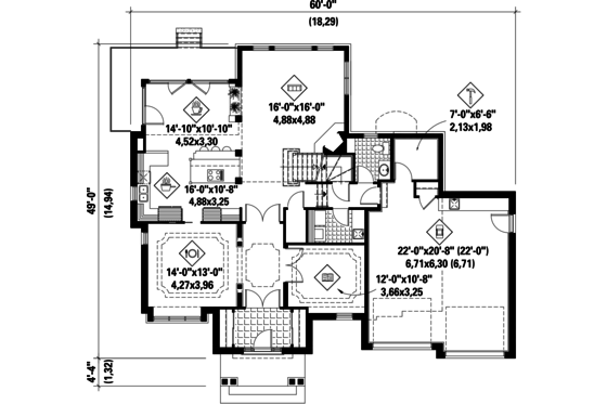 Floor Plan - Main Floor for Country House Plan #25-4492 - 3 bed, 2 bath