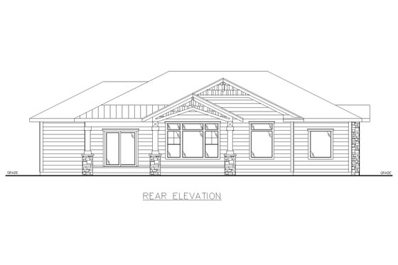 Exterior - Rear Elevation for Traditional House Plan #117-1000 - 3 bed, 2 bath