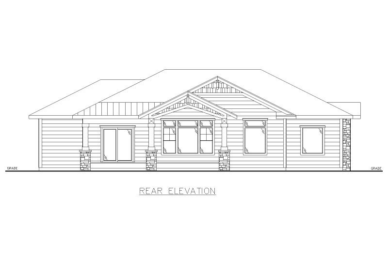 Architectural House Design - Exterior - Rear Elevation for Traditional House Plan #117-1000 - 3 bed, 2 bath