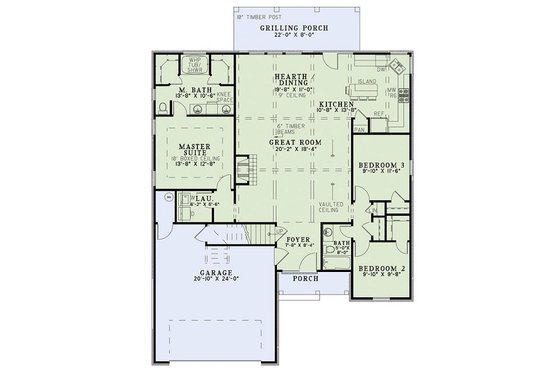 Floor Plan - Main Floor for European House Plan #17-2453 - 3 bed, 2 bath