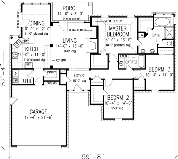 Architectural House Design - European Floor Plan - Main Floor Plan #410-324
