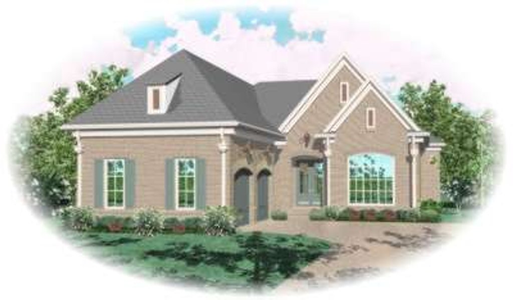 Exterior - Front Elevation 2 for European House Plan #81-1282 - 3 bed, 3 bath