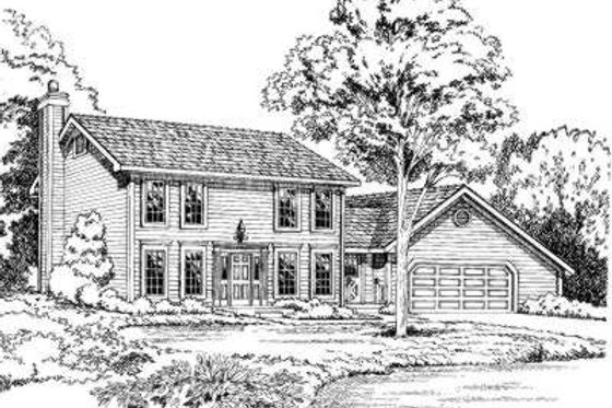 Exterior - Front Elevation for Colonial House Plan #312-283 - 4 bed, 2.5 bath