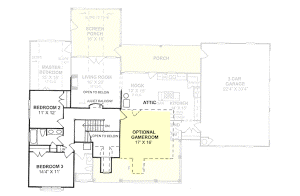 Farmhouse Floor Plan - Upper Floor Plan #20-285