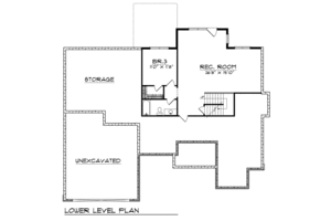 Floor Plan - Lower Floor for European House Plan #70-768 - 3 bed, 3 bath