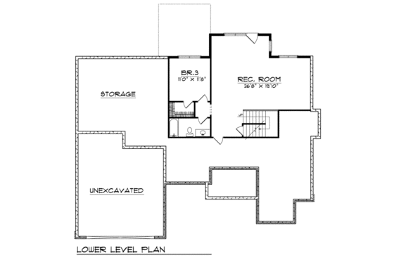 Floor Plan - Lower Floor for European House Plan #70-768 - 3 bed, 3 bath