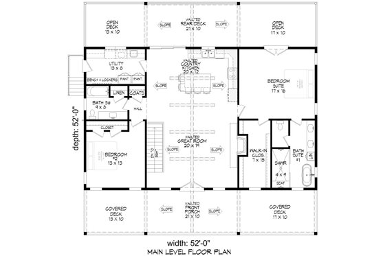 Floor Plan - Main Floor for Country House Plan #932-1122 - 2 bed, 2 bath