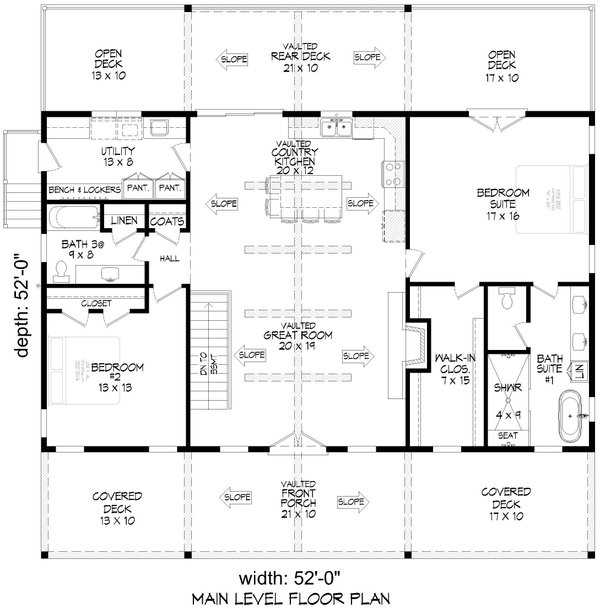 Country Floor Plan - Main Floor Plan #932-1122