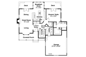 Floor Plan - Main Floor for Farmhouse House Plan #124-176 - 3 bed, 2.5 bath