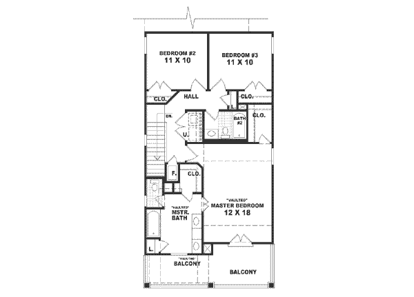 Southern Floor Plan - Upper Floor Plan #81-117