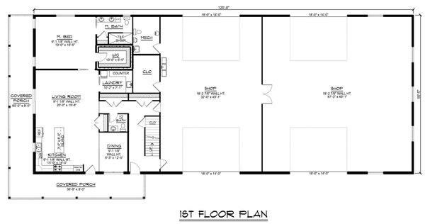Barndominium Floor Plan - Main Floor Plan #1064-318