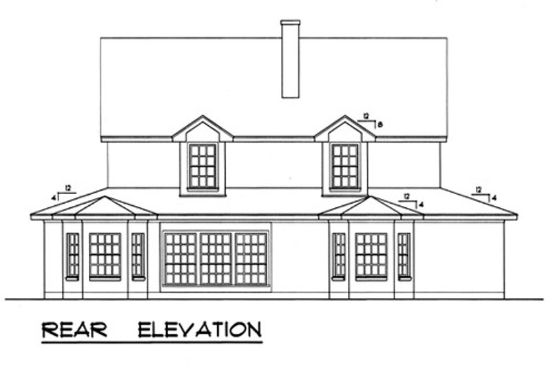 Home Plan - Exterior - Rear Elevation for Country House Plan #40-438 - 5 bed, 3.5 bath