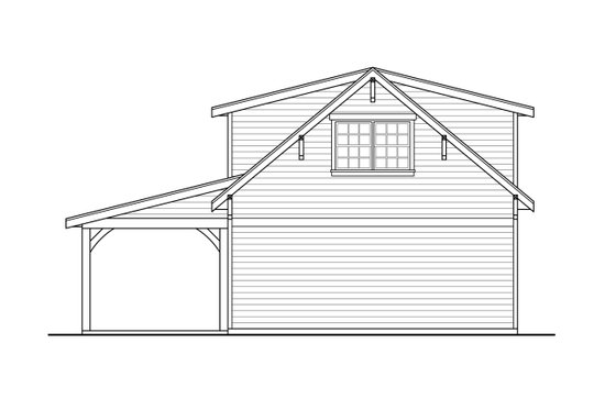 Exterior - Rear Elevation for Craftsman House Plan #124-1222, 1 bath