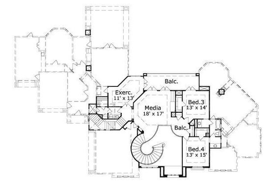 Floor Plan - Upper Floor for European House Plan #411-451 - 5 bed, 4.5 bath
