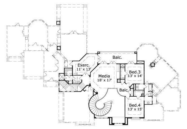 European Floor Plan - Upper Floor Plan #411-451