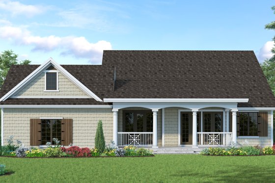 Exterior - Rear Elevation for Country House Plan #930-248 - 3 bed, 2 bath