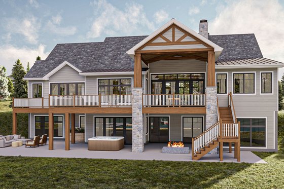 Exterior - Rear Elevation for Beach House Plan #455-534 - 2 bed, 2 bath