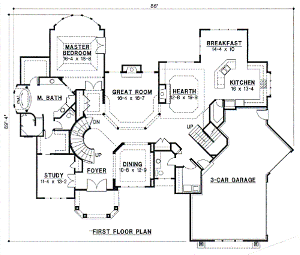 Mediterranean Floor Plan - Main Floor Plan #67-170