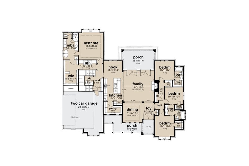 House Design - Floor Plan - Main Floor for Farmhouse House Plan #120-296 - 4 bed, 3.5 bath