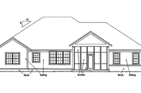 Exterior - Rear Elevation for Bungalow House Plan #20-1840 - 3 bed, 2 bath