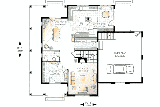 Floor Plan - Main Floor for Country House Plan #23-384 - 3 bed, 2.5 bath
