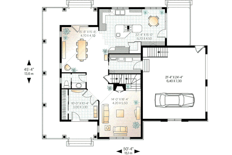 Architectural House Design - Floor Plan - Main Floor for Country House Plan #23-384 - 3 bed, 2.5 bath