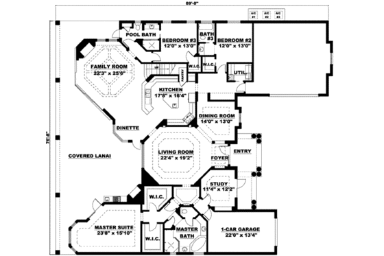 Floor Plan - Main Floor for European House Plan #27-331 - 4 bed, 4 bath