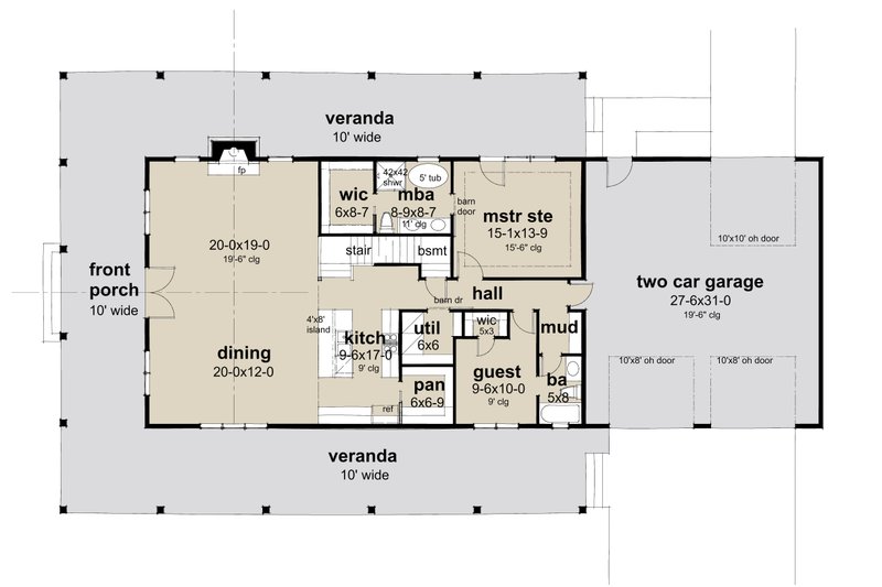 House Blueprint - Floor Plan - Main Floor for Barndominium House Plan #120-282 - 3 bed, 3 bath