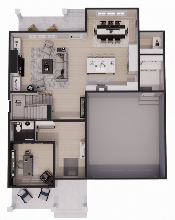 Architectural House Design - Craftsman Floor Plan - Main Floor Plan #51-1356