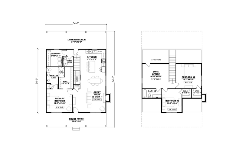 House Blueprint - Floor Plan - Main Floor for Farmhouse House Plan #1117-38 - 3 bed, 2.5 bath