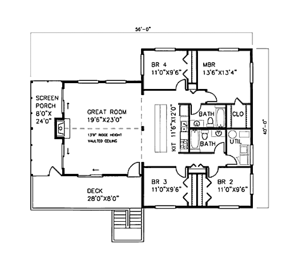 Beach Style House Plan 4 Beds 2 Baths 1600 Sq Ft Plan Beach Style House Plan 4 Beds 2 Baths 1600 Sq Ft Plan