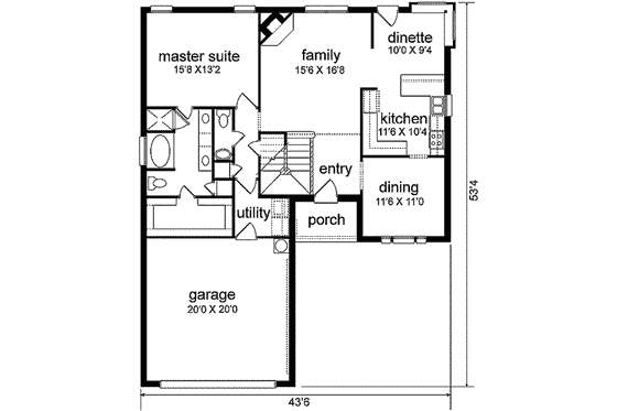 Floor Plan - Main Floor for Traditional House Plan #84-187 - 6 bed, 3 bath