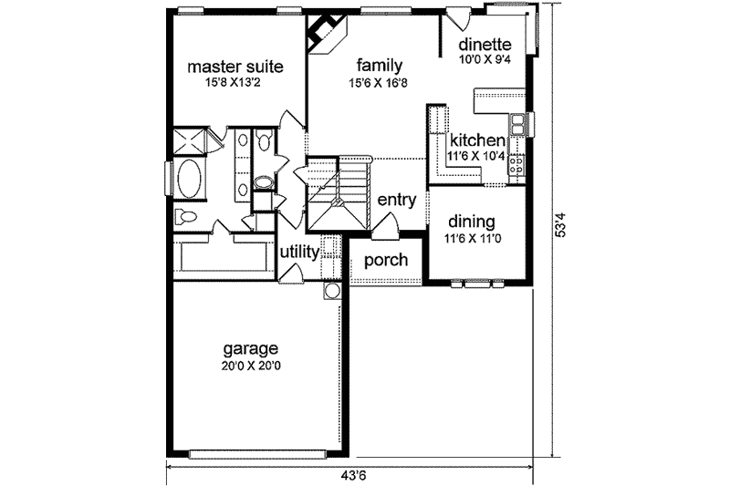 Home Plan - Floor Plan - Main Floor for Traditional House Plan #84-187 - 6 bed, 3 bath