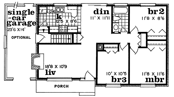 Ranch Floor Plan - Main Floor Plan #47-136