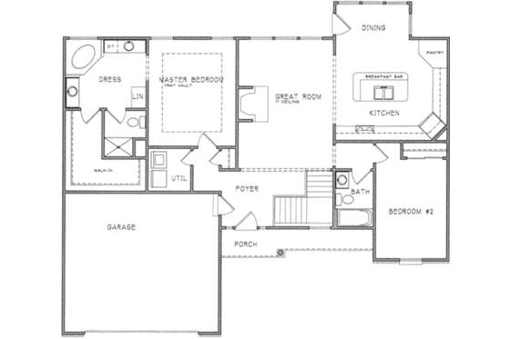 Floor Plan - Main Floor for Ranch House Plan #6-204 - 2 bed, 2 bath