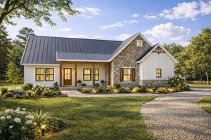House Blueprint - Exterior - Front Elevation for Farmhouse House Plan #44-312 - 3 bed, 2 bath