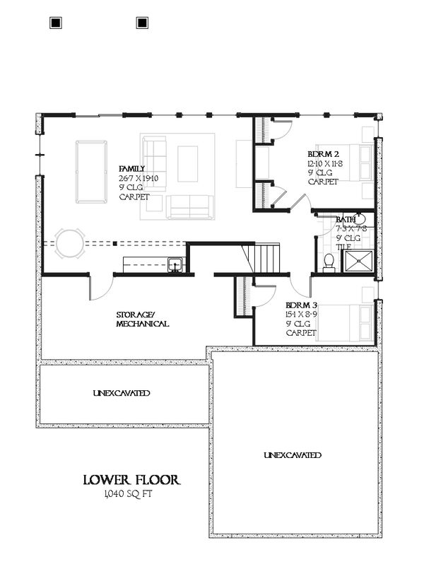 Farmhouse Floor Plan - Lower Floor Plan #901-88