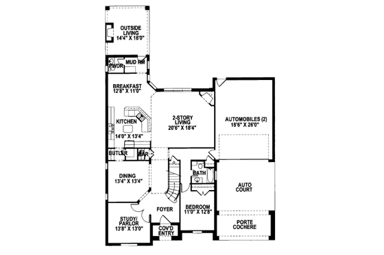 Floor Plan - Main Floor for European House Plan #141-346 - 4 bed, 4.5 bath