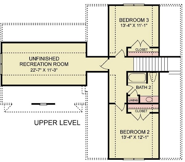 House Blueprint - Traditional Floor Plan - Upper Floor Plan #54-614